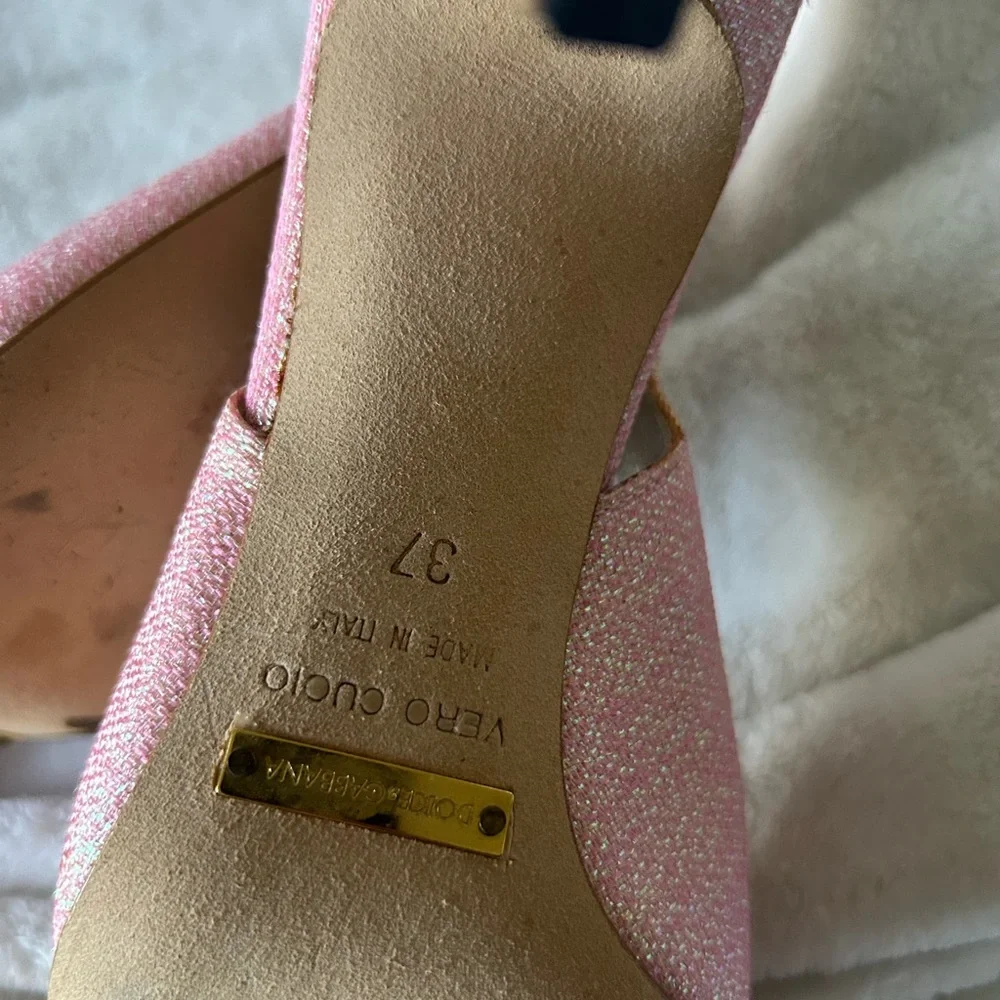 Dolce & Gabbana sling back Pink Glitter Heels - Picture 6 of 10